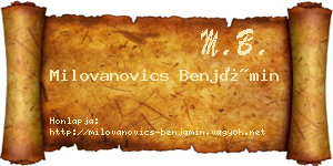 Milovanovics Benjámin névjegykártya